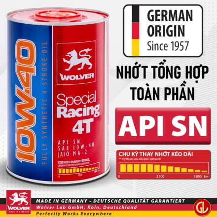 Nhớt WOLVER RACING - WOLVER SPECIAL  RACING 10W40 chính hãng - Lon 1L